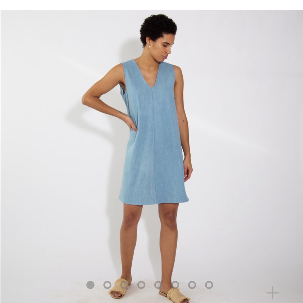 Hackwith Design House: Shift dress, blue denim